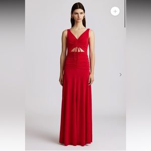 ZAC POSEN Cutout Ruched Stretch-jersey Gown In Red NWT
